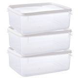 Pote De Plástico Transparente Para Freezer E Micro-ondas 4,3 Litros Com 3 Unidades Plasutil Ref.2301