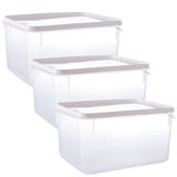 Pote De Plástico Transparente Para Freezer E Micro-ondas 6,5 Litros Com 3 Unidades Plasutil Ref.2302