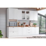 Cozinha Completa Americana 7 Peças (2 Armários + 1 Paneleiro + 2 Balcões + 2 Complementos) C5p46 Branco - Henn