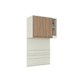 Modulado De Quarto Armário Ponte Aéreo Solteiro Mc12 Seletto C/ 2 Portas E 2 Nichos Areia/jequitibá - Henn