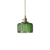 Luminária Pendente I-xun Vintage Brass Socket Green Glass 17,5 Cm