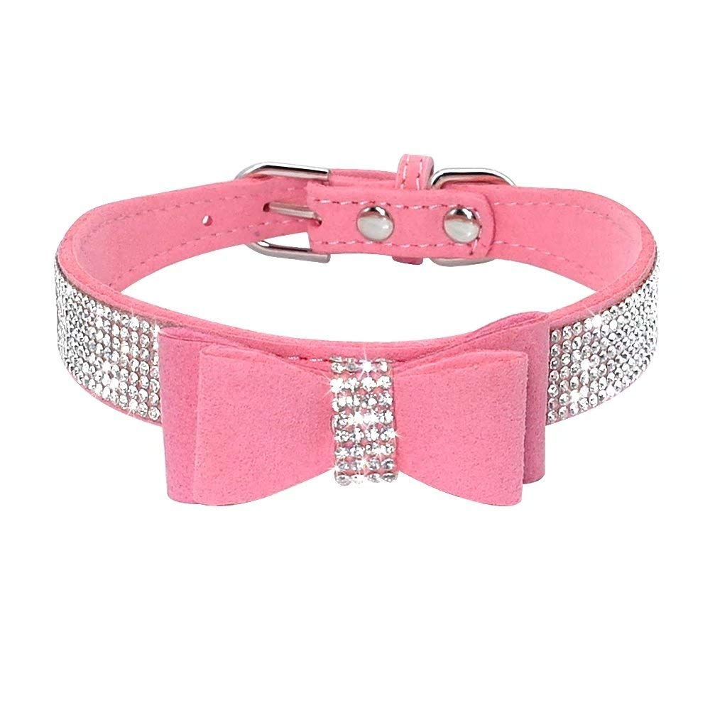 Coleira Para Cães Haoyueer Strass Dazzling Sparkling Leather