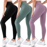 Leggings Feyhay De Cintura Alta, Pacote Com 3 Calças De Ioga Femininas