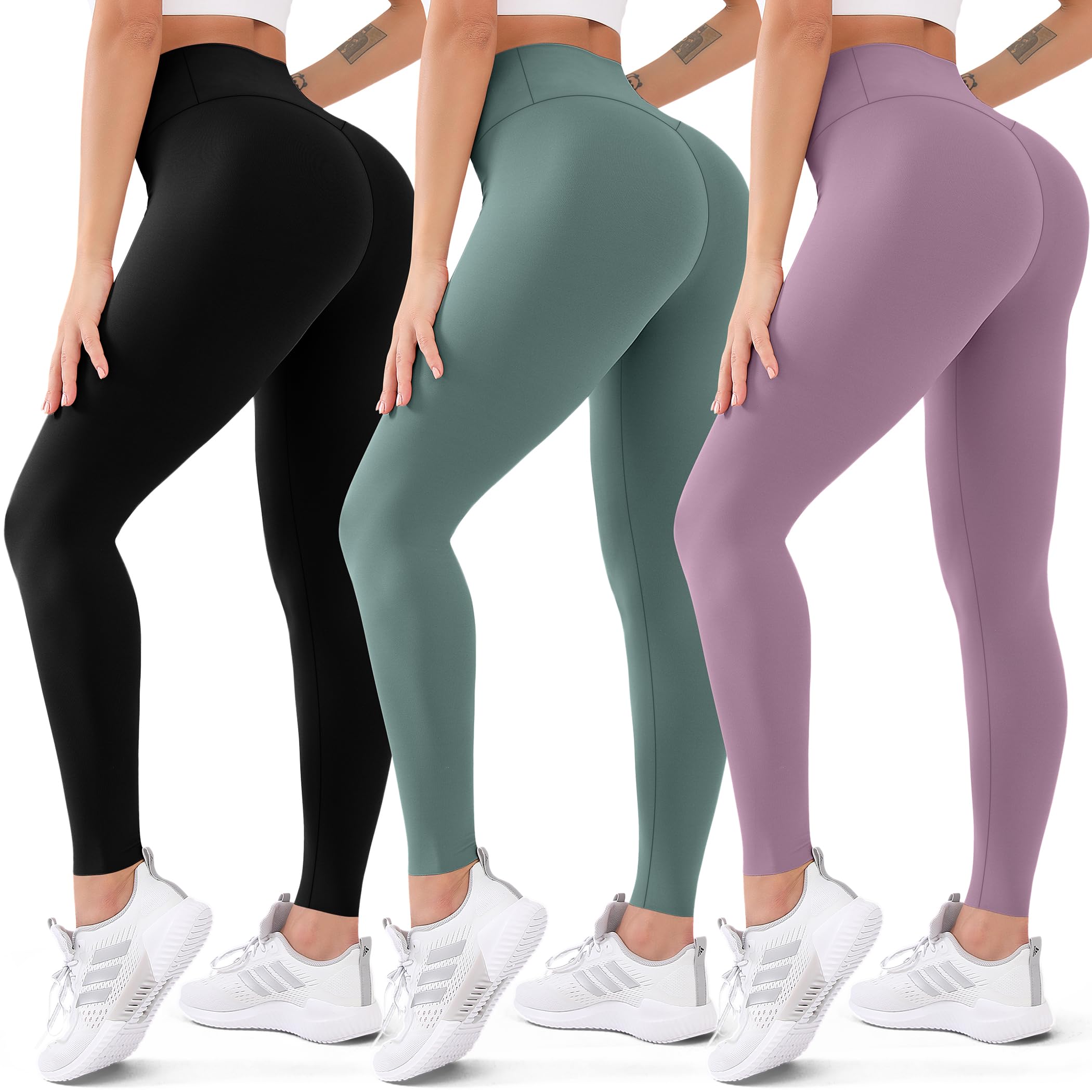 Leggings Feyhay De Cintura Alta, Pacote Com 3 Calças De Ioga Femininas