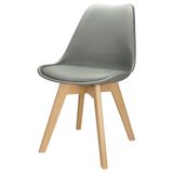 Cadeira Charles Eames Leda Design Wood Estofada Base Madeira - Cinza