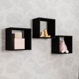 Kit 3 Nichos De Parede Decorativos Quadrado Cor Preto - Ajl Móveis