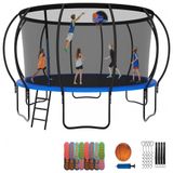 Cama Elastica Capacidade Até 635 Kg Com Cesta De Basquete E Pólos Curvos, Elitezip, Azul