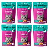 Kit 6un Petisco Whiskas Temptations Anti Bola De Pelo Gatos Adultos 40g