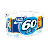 Papel Higiênico Mili Bianco 60m 12un - Folha Simples Papel Hig.12 Un Mili Bianco 60 Mts Mili Bianco