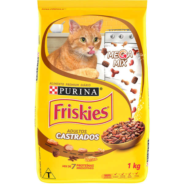 Ração Seca Nestle Friskies Megamix Para Gatos Adultos E Castrados - 1kg Purina Para Todas As Fases - Sabor Frango