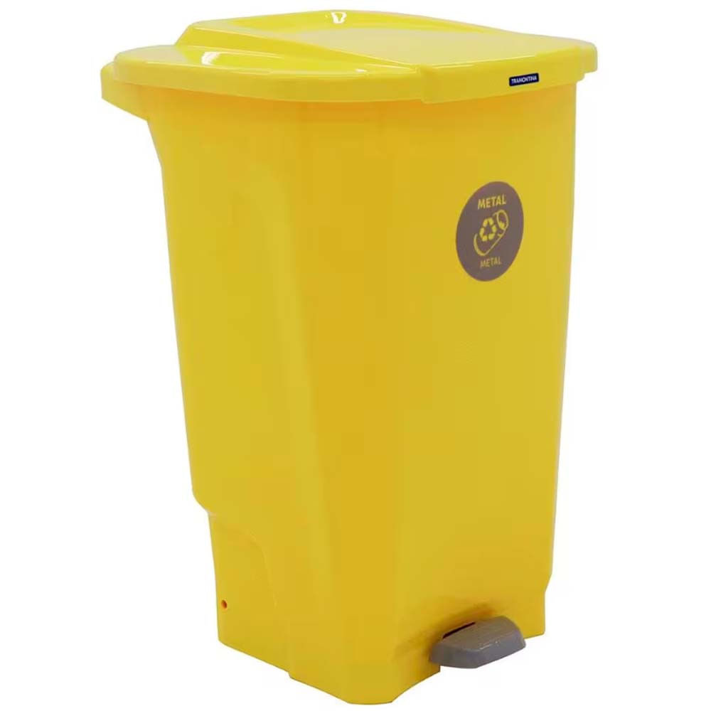 Lixeira Para Coleta Seletiva Com Pedal Tramontina T-force Em Polipropileno 100 L