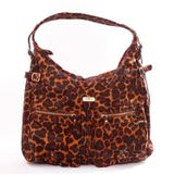 Bolsa Couro Social Em Onça Animal Print Pêlo Caramelo