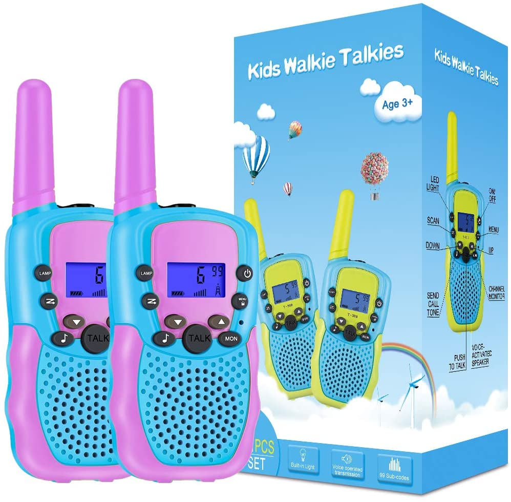 Brinquedos Selieve para Crianças de 3 a 14 anos, Walkie Talkies para Crianças 22 Canais 2 Maneira Brinquedo de Rádio com Lanterna LCD Retroiluminada,