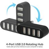 Hub USB 2.0 de 4 portas Sabrent 90°/180° Grau Rotativo (HB-UMN4)