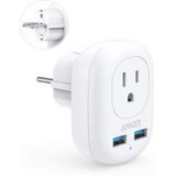 Adaptador de viagem europeu Anker, PowerExtend USB Plug International Power Adapter com 2 USB e 1 Outlet, EUA para a maior parte da Europa EU Espanha