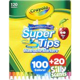 Conjunto de marcadores crayola Super Dicas, Marcadores Laváveis, Cores Variadas, 120Ct