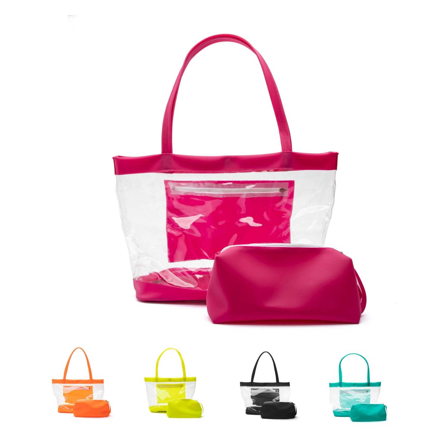 Bolsa De Praia Transparente Grande Com Necessarie Inclusa