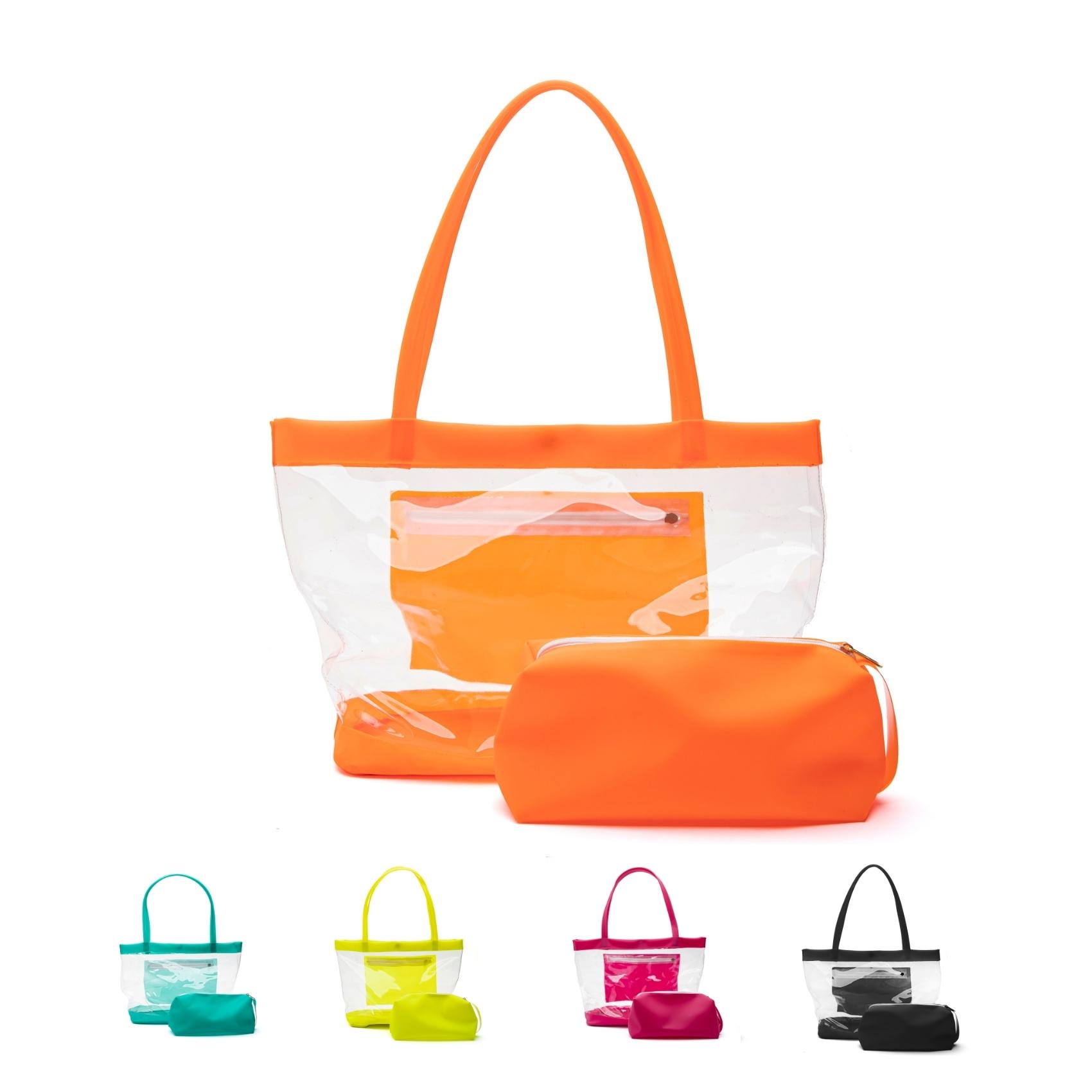 Bolsa De Praia Transparente Grande Com Necessarie Inclusa