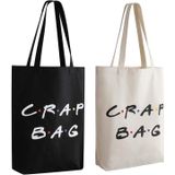 Friends Tv Show Crap Bag, 2 Pack Large Canvas Reusable Grocery Tote Bags White And Black Craft Canvas Bag