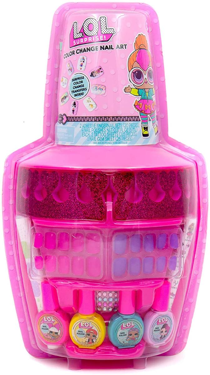 Surpresa l.O.L. Color Change Nail Art by Horizon Group USA inclui 2 conjuntos de unhas adesivas 3 esmaltes de unha 1 folha de decalque de unha fol Carrefour