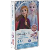 Disney Frozen 2 Dominoes Jogo definido em lata de armazenamento, para famílias e crianças de 4 anos e up