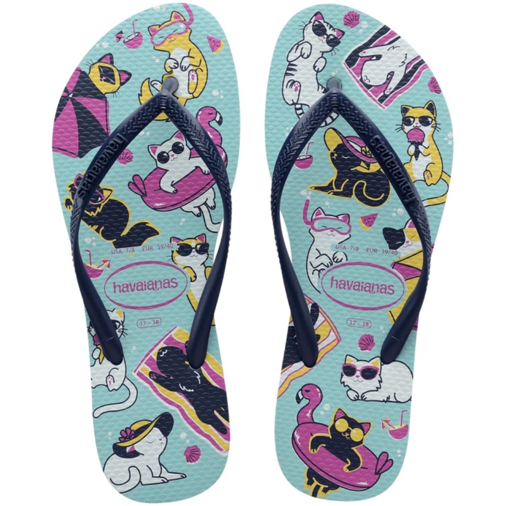 Chinelo Havaianas Slim Pets Azul  - 35/36