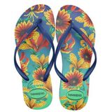 Chinelo Havaianas Slim Floral Azul Marinho  -