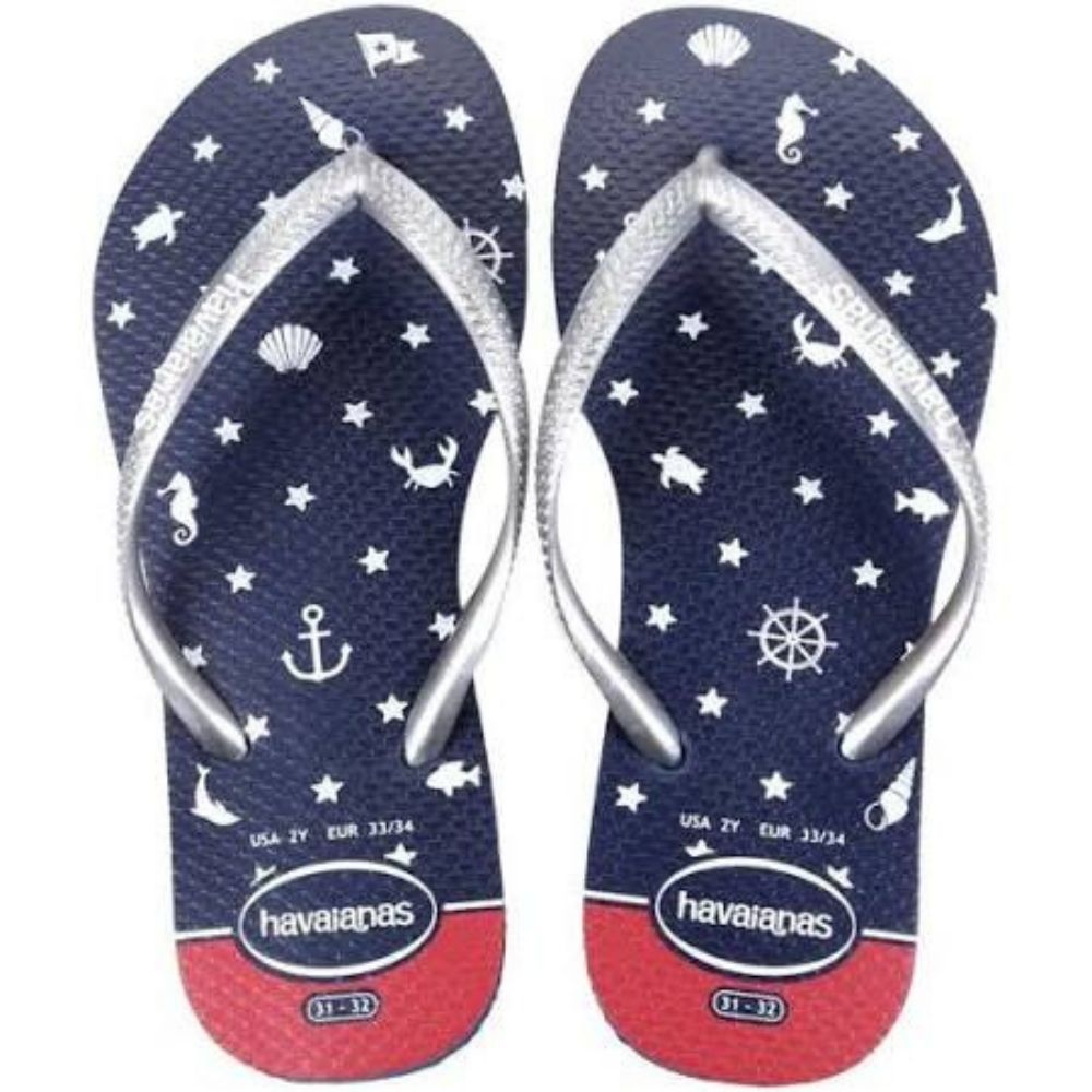 Chinelo Havaianas Slim Nautical Marinho Vermelho  -