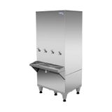 Bebedouro Industrial De Coluna B200 Em Aço Inox Polido 200l C/ 4 Torneiras - Frisbel 220v Frisbel