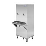 Bebedouro Industrial De Coluna B50 Em Aço Inox Polido 50l C/ 2 Torneiras - Frisbel 220v Frisbel