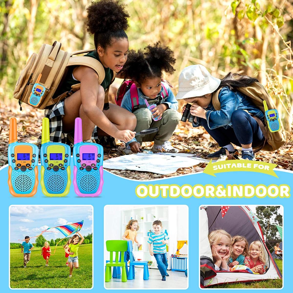 Brinquedos para meninas de 3 a 12 anos: Walkie Talkies para crianças  Presentes de aniversário para meninas Idade 3 4 5 6 7 8 9 10 Crianças  Camping Brinquedos ao Ar Livre