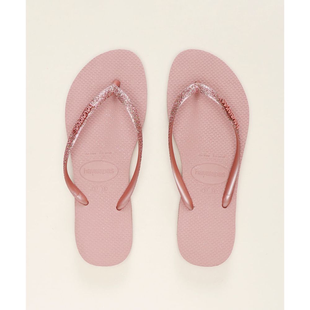 Chinelo Havaianas Slim Glitter Rosa Crocus -