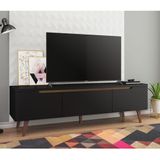 Rack Retrô Madesa Reims para TV até 75 Polegadas, Pés de Madeira - Preto