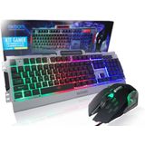 Kit Gamer Teclado E Mouse Semi-mecânico Led Bk-g3000 - Prata