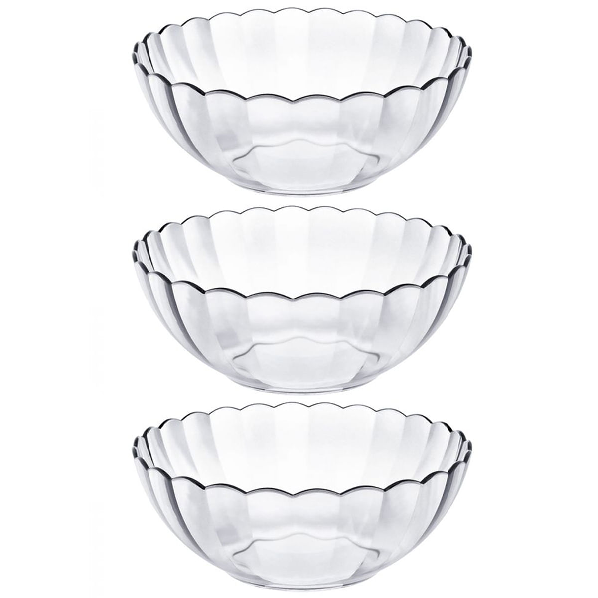 Conjunto De Tigelas Redondas Marinex Bella 3 Peças Bowls De Vidro 1 Litro