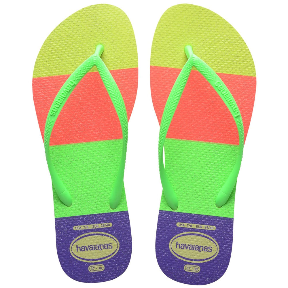 Chinelo Havaianas Slim Neon Glow Feminino, Glitter, Original