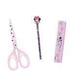 Kit Minnie Mouse Tesoura Office +régua 15cm + Lápis Hb Preto