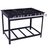 Fogão Industrial Venâncio 6 Bocas 3 Simples A Gás Natural Baixa Pressão Espera Para Forno E6-22110