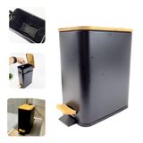 Lixeira Tampa Bambu 5l Preta Slim Banheiro Cozinha