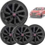 4x Calota Fiat Nova Strada 2021 Aro 14 Preto 167ca