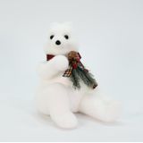 Decoração Natalino Enfeite Urso Polar Cachecol Xadrez 20 Cm