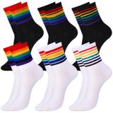Meias Redondas Bencailor Listradas, Arco-íris, Algodão Atlético, 6 Pares