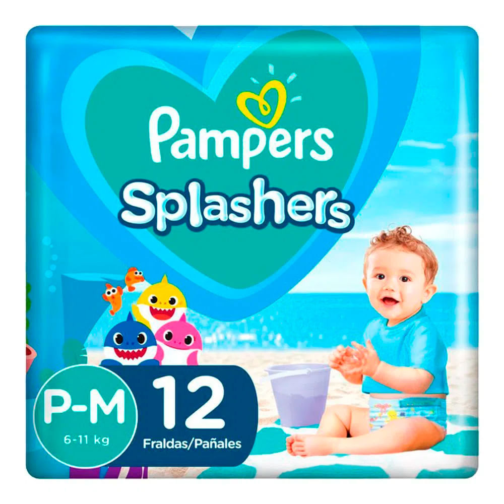 Fralda Descartável Pampers Splashers Piscina P/m 12 Unidades