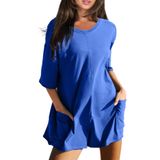 Camiseta Feminina Romper Glamaker De Tamanho Grande, Casual De Verão, Azul M