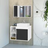 Gabinete Para Banheiro Com Cuba De Sobrepor E Espelheira 60cm Dublin Branco/preto