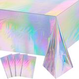 Toalha De Mesa Funnypars Iridescent Plastic 137x274cm, Pacote Com 4