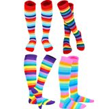 Meias De Joelho Satinior Rainbow Listradas Para Mulheres E Meninas X4