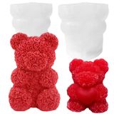Moldes De Silicone Topys 3d Rose Bear Candle, Pacote Com 2 Unidades, Dia Dos Namorados