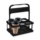 Porta-copos Elesunory Plastic Portátil Dobrável Com 6 Furos Preto