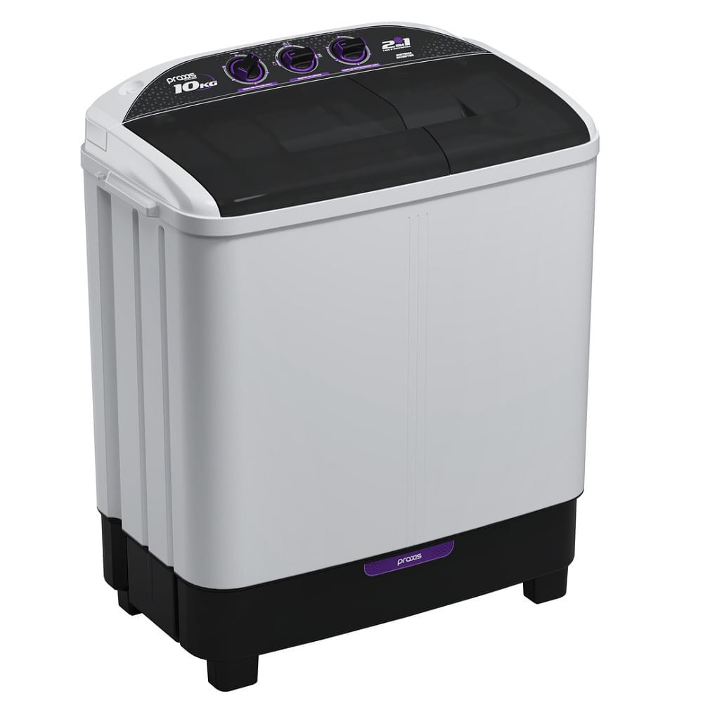 Lavadora De Roupas Praxis 10kg Semi Automática Twin Tub Branca – 127 Volts